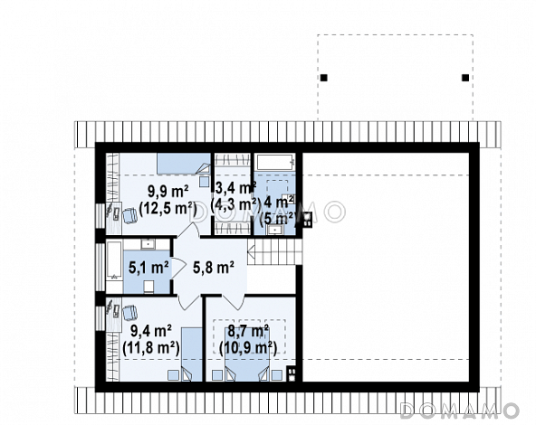 Проект аккуратного одноэтажного дома из кирпича с подземным гаражом и тренажёрным залом в подвальном помещении / План 2 этажа
