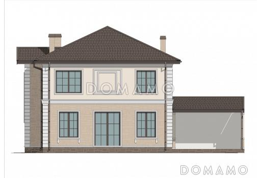 Проект двухэтажного дома с 3 спальнями, гостевой, большой ванной и террасой / Фасад 2