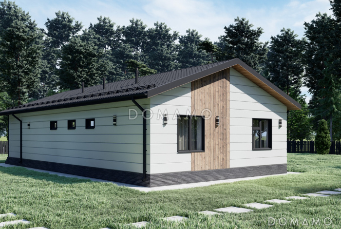 Проект одноэтажного дома для узких участков S-94