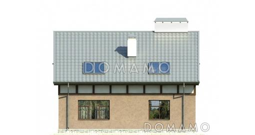 Проект дома в стиле фахверк с двусветной гостиной и навесом для машины / Фасад 2