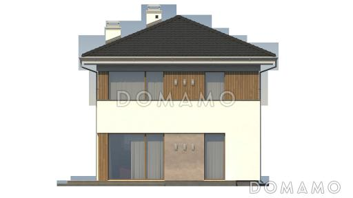 Проект компактного двухэтажного дома из газобетона с тремя спальнями / Фасад 2