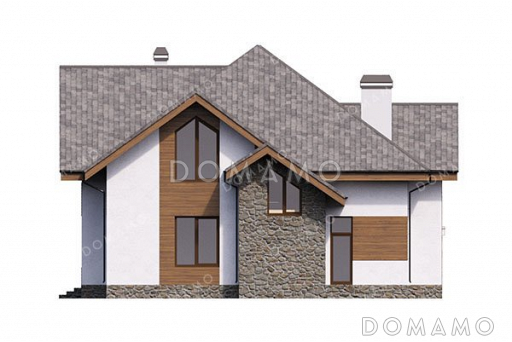 Проект одноэтажного дома с мансардой и террасой / Фасад 4