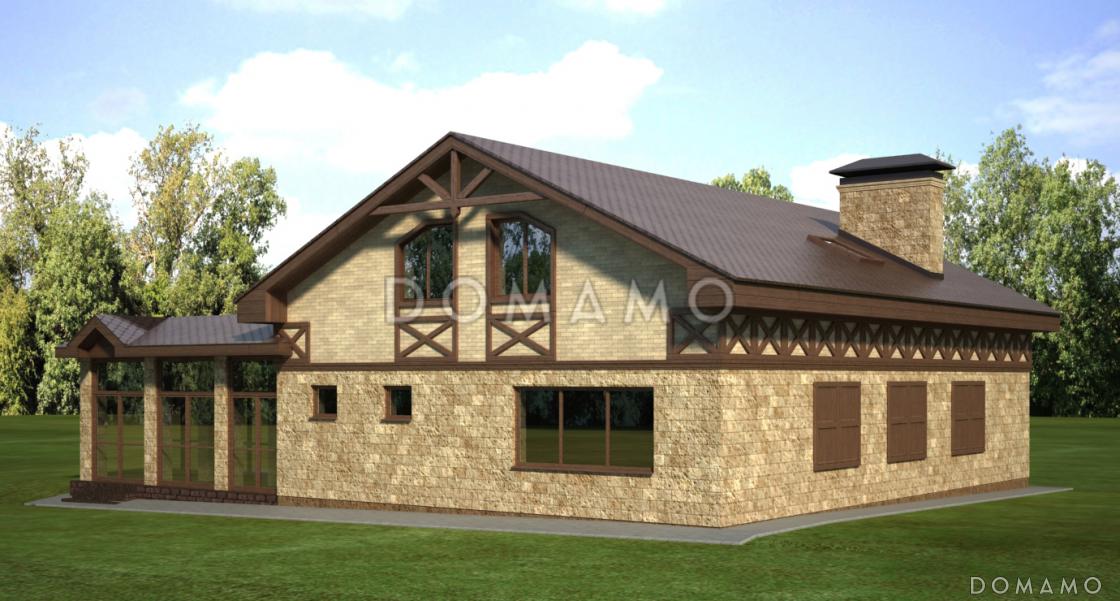 Проект отдельностоящего бассейна с жилыми комнатами на мансардном этаже / 3