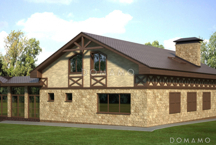 Проект отдельностоящего бассейна с жилыми комнатами на мансардном этаже