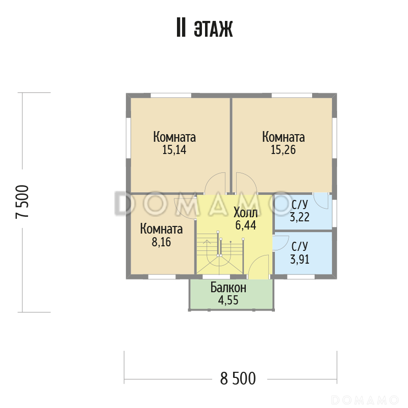 Проект компактного, функционального дома из клееного бруса с деревянной вагонкой / План 2 этажа