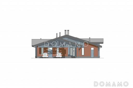 Проект дома со спа-зоной, верандой, просторной гостиной-столовой и 3 спальнями / Фасад 2