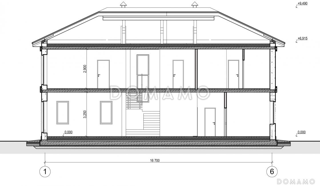Проект загородного дома с террасой, кладовой в кухне, балконом, детскими комнатами и кабинетом / 3