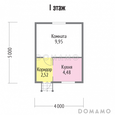 Проект дома 5х4 из клееного бруса / План 1 этажа Проект дома 5х4 из клееного бруса / План 1 этажа