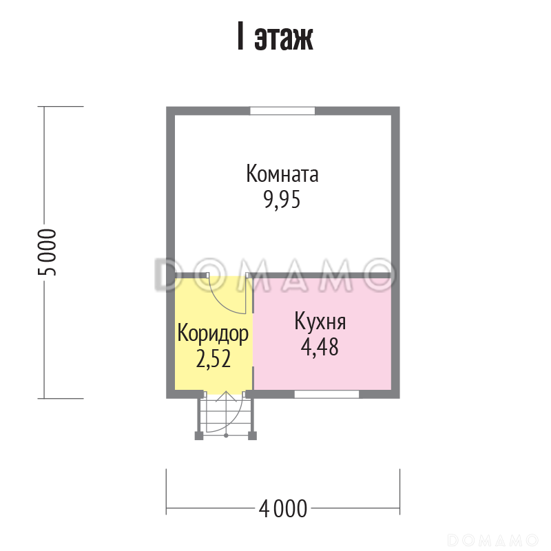 Проект дома 5х4 из клееного бруса / План 1 этажа