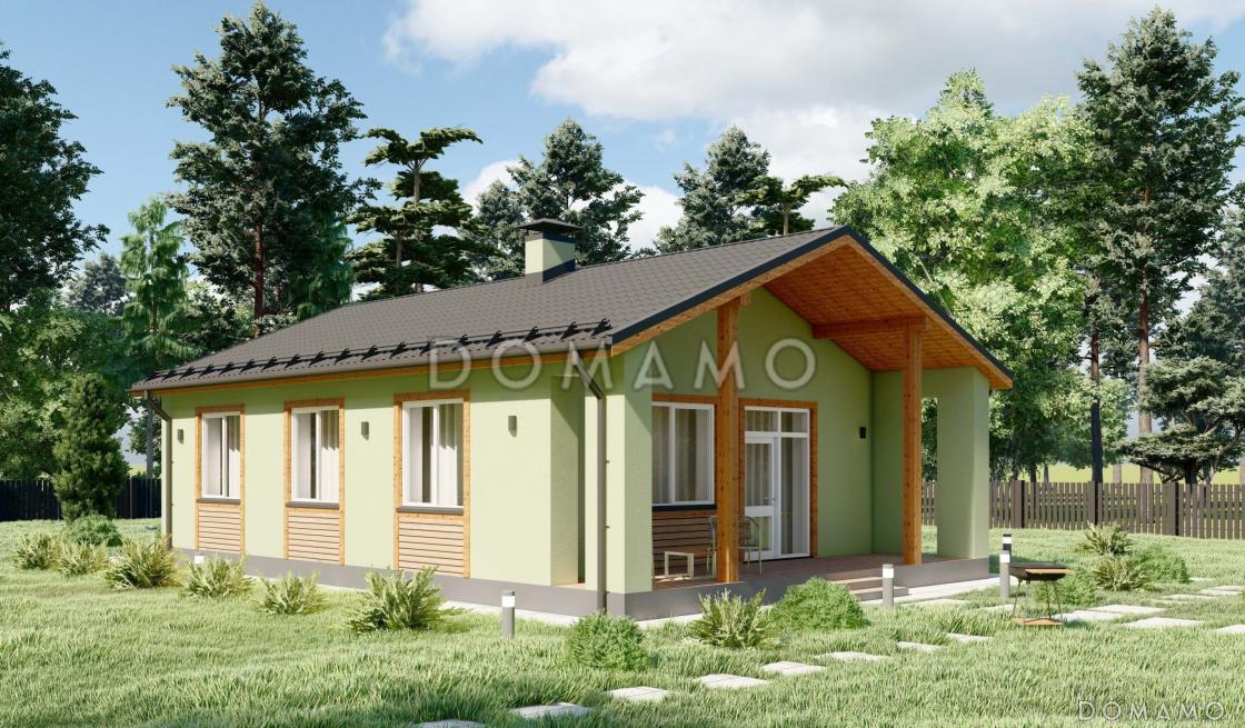 Проект небольшого одноэтажного дома для узких участков S-70 / 4