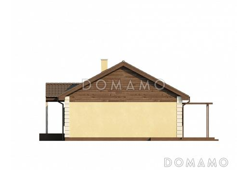 Проект простого одноэтажного дома из газобетона с тремя спальнями и просторной гостиной / Фасад 2