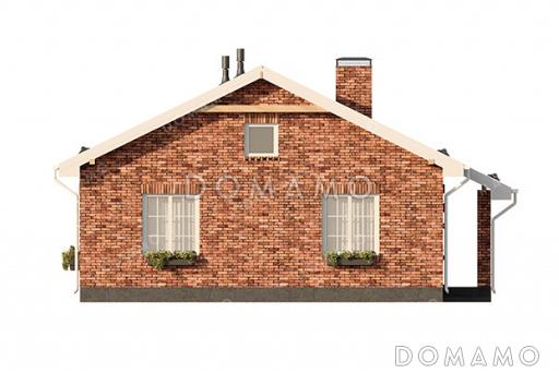 Проект одноэтажного дома с большим чердаком, просторной крытой верандой и двухскатной кровлей / Фасад 3