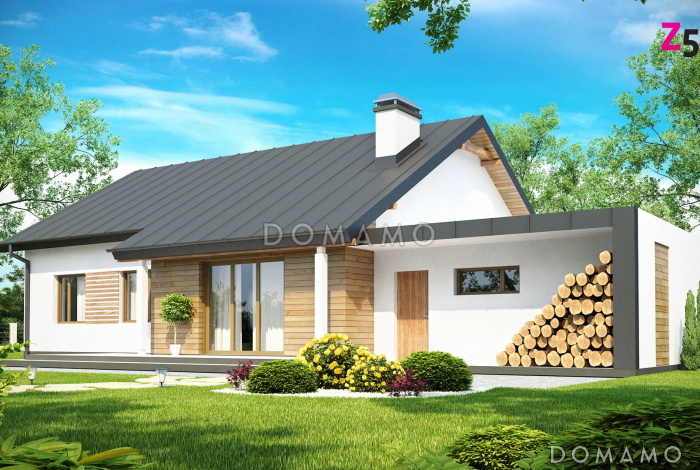 Проект одноэтажного дома из газобетона с гаражом на два автомобиля и отделённой спальной зоной