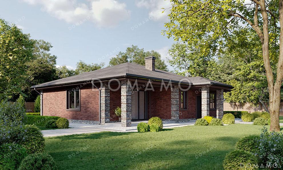 Проект одноэтажного дома с террасой и крыльцом с колоннами / 4