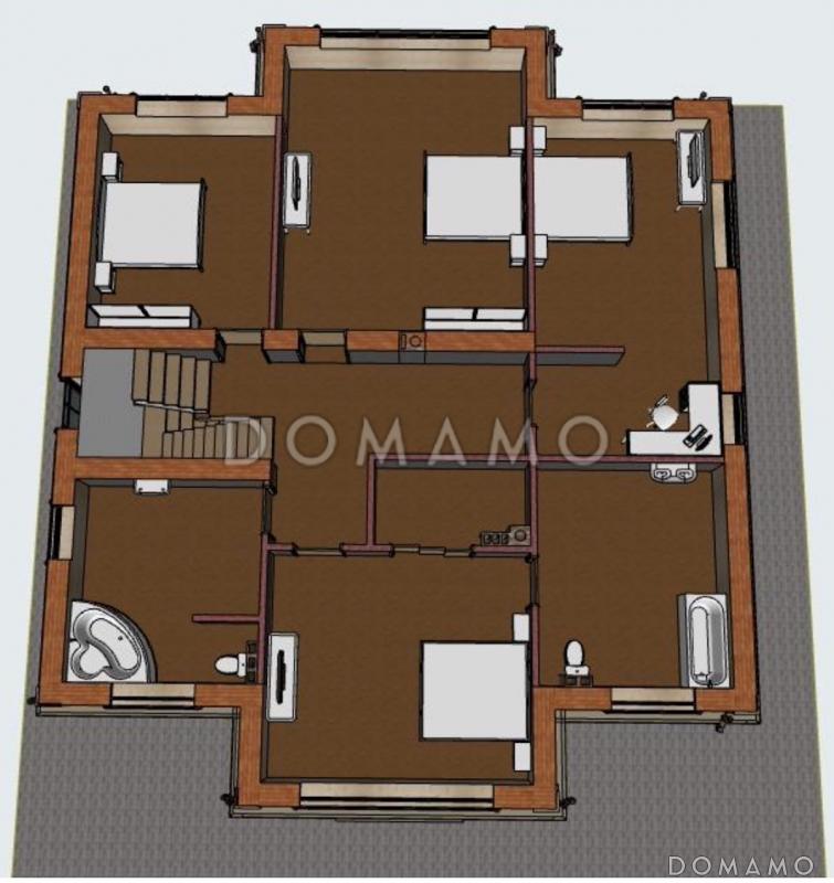 Проект дома с 4 спальнями на мансарде, кабинетом, изолированной кухней и просторной гостиной-столовой / 11