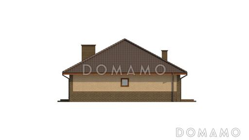Проект одноэтажного дома из газобетона с облицовкой кирпичом с зоной барбекю на террасе  / Фасад 2