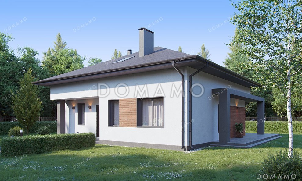 Проект дома с мансардой и террасой в современном стиле / 3