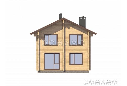 Проект двухэтажного дома из бруса с тремя спальнями / Фасад 3