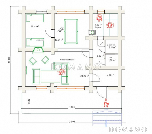 Баня "Ермак" / План 1 этажа