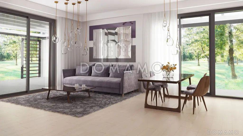 Проект кирпичного дома с террасой, окнами в пол и большой гостиной / 8