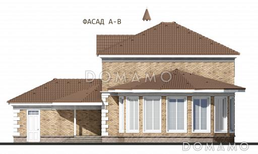 Проект двухэтажного помещения бассейна с двумя спальнями и гаражом / Фасад 4