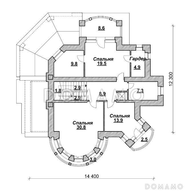 Проект компактного коттеджа в стиле модерн / План 2 этажа