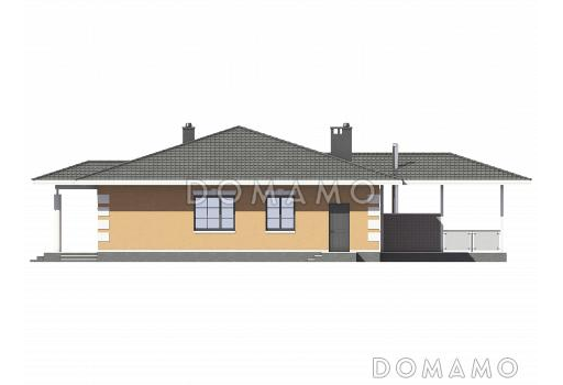 Проект одноэтажного газобетонного дома с террасой-барбекю / Фасад 1