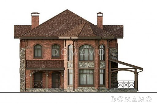 Проект двухэтажного дома с просторной террасой / Фасад 4