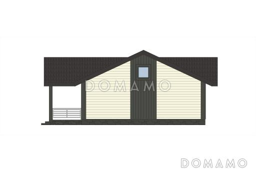 Проект скандинавского дома из кирпича с 2 спальнями, светлой гостиной и крытой террасой / Фасад 2