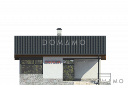 Проект магазина с торговым залом, кабинетом для персонала, вспомогательным помещением / Фасад 1