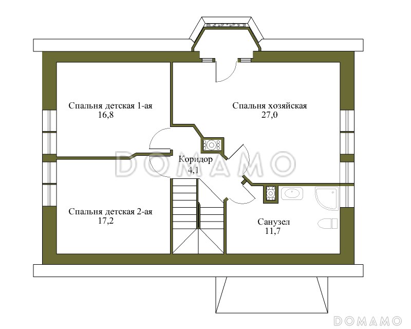 Проект дома в европейском стиле с подвалом / План мансардного этажа
