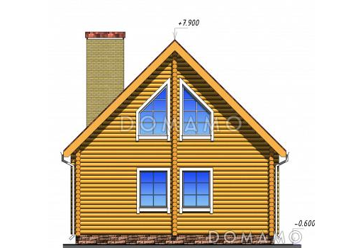Проект одноэтажного дома из бруса с мансардным этажом / Фасад 3