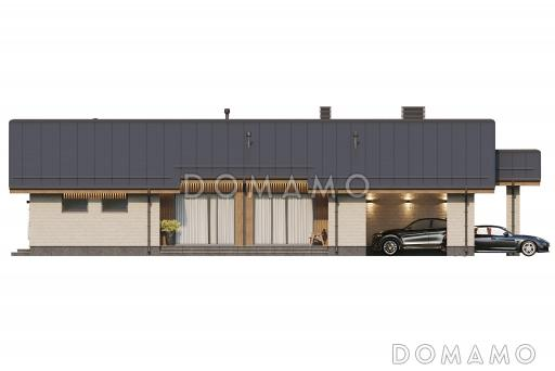 Проект дома с террасами, зоной барбекю, приватной зоной и просторной гостиной-кухней-столовой / Фасад 3