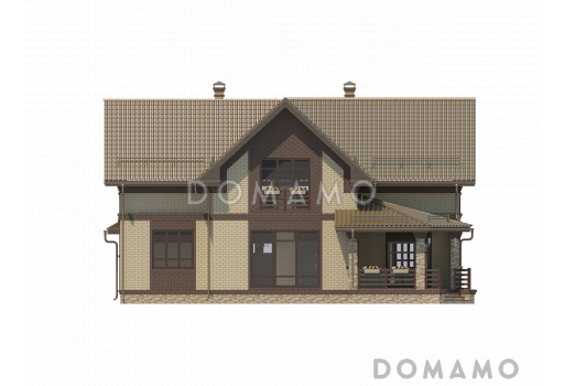 Проект красивого двухэтажного дома по технологии ЛСТК c большим гаражом и террасой / Фасад 2
