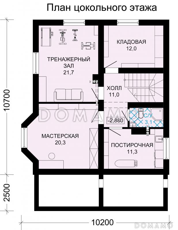 Проект рационально распланированного, уютного дома с тремя просторными спальнями и личным кабинетом / План цокольного этажа
