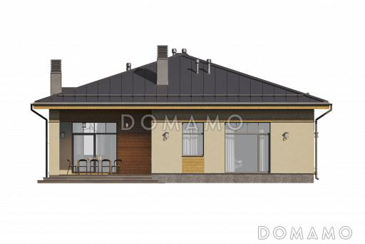 Проект кирпичного дома с мастер-спальней, просторной гостиной и крытой террасой / Фасад 3