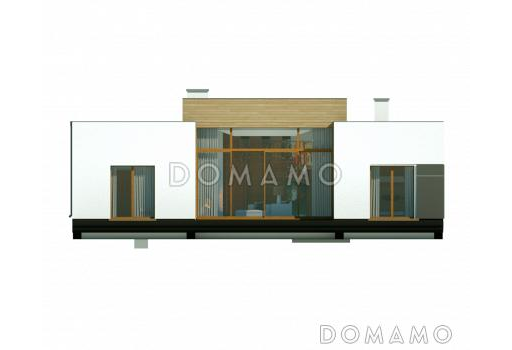 Проект современного одноэтажного дома из кирпича с тремя спальнями и светлой просторной гостиной / Фасад 3