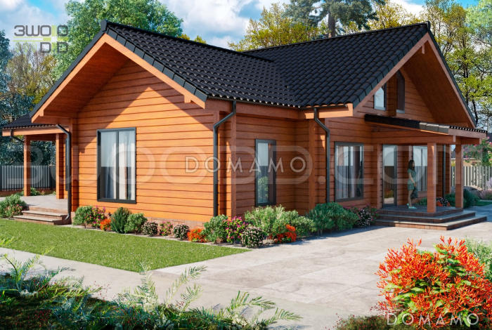 1668 - дом из клееного бруса с большой гостиной и 4 спальнями 1668 - дом из клееного бруса с большой гостиной и 4 спальнями