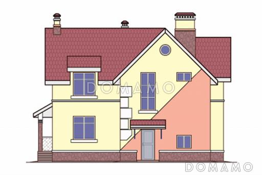 Проект кирпичного дома с необычной, яркой архитектурой / Фасад 3