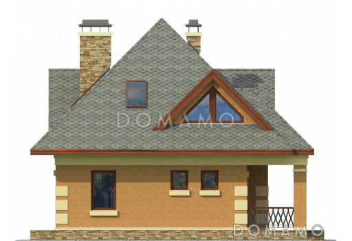 Проект дома из газобетона с многощипцовой крышей / Фасад 3