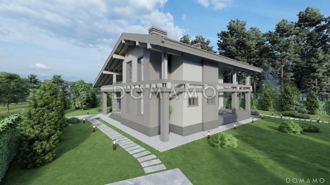 Проект дома с мансардой, вторым светом, балконом и крытой террасой / 2