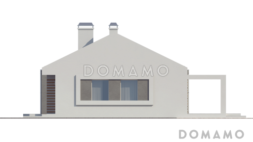 Проект одноэтажного дома из газобетона с современными элементами дизайна, с двумя спальнями и просторной дневной зоной / Фасад 1