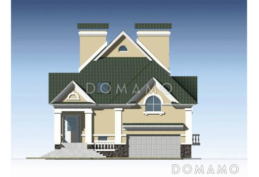 Проект коттеджа с спортзалом и гаражом на две машины / Фасад 2