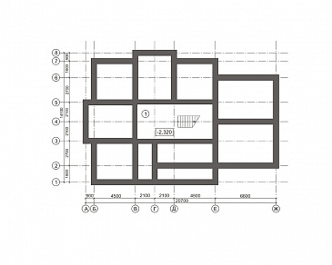 Проект загородного дома с лепниной на фасаде / План цокольного этажа Проект загородного дома с лепниной на фасаде / План цокольного этажа