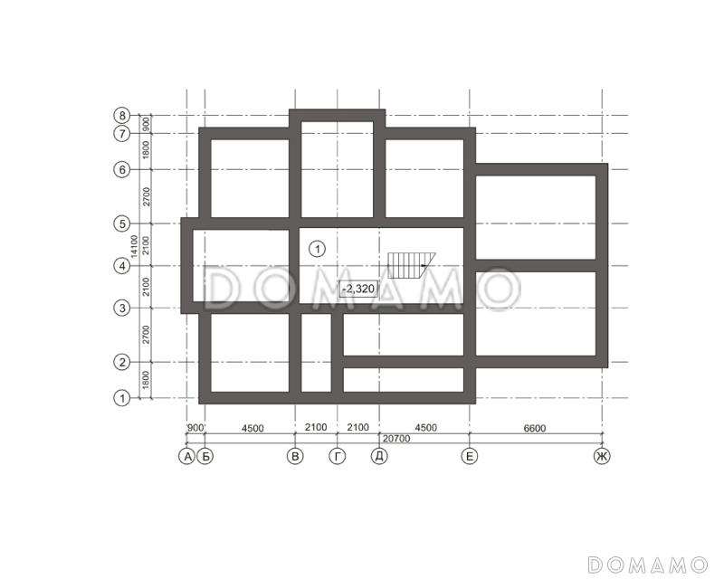 Проект загородного дома с лепниной на фасаде / План цокольного этажа