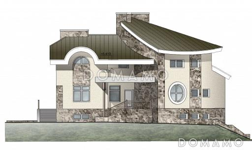 Дом оригинальной формы / Фасад 1