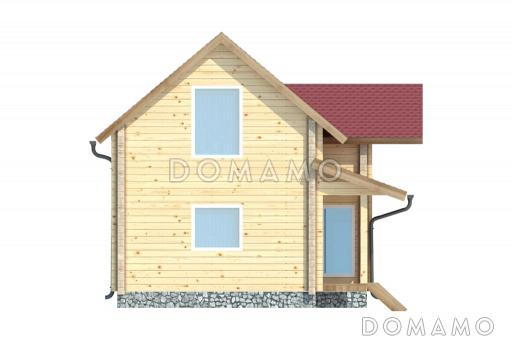 Проект уютного дома из клееного бруса с двумя просторными спальнями на мансардном этаже / Фасад 4