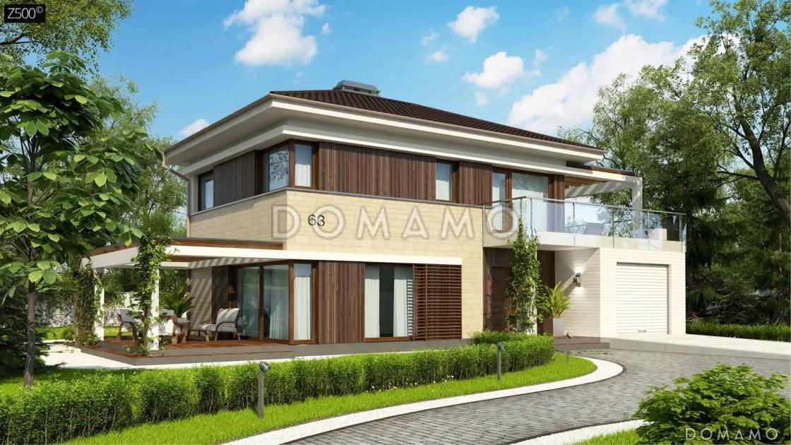Проект дома из газобетона с современной кухней, 3 спальнями и уютной террасой на втором этаже / 1