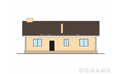 Проект дома с изолированной кухней, тремя спальнями, вторым входом через гостиную / Фасад 1