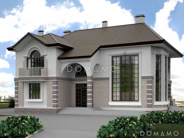 Проект дома с просторной двусветной гостиной с камином  Проект дома с просторной двусветной гостиной с камином